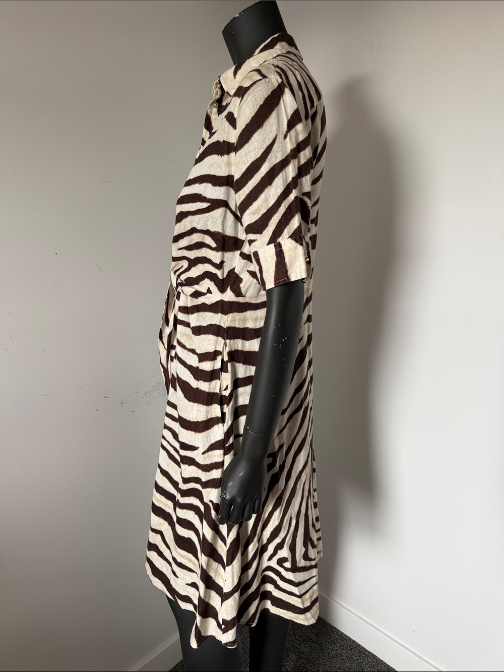289. Lauren Ralph Lauren Zebra Print Linen Shirt Dress Size 6 - Picture 12 of 13